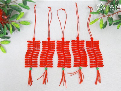 Set 5 dây pháo tiểu đỏ treo cây mai đào Tết (23cm)T-PKTMD-60